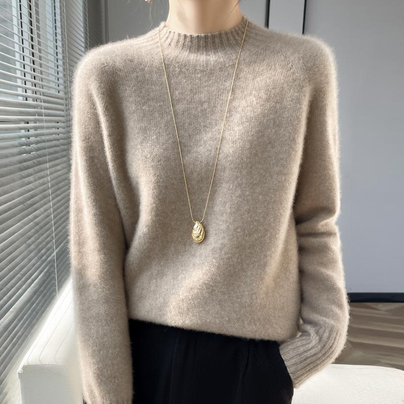 Women's Cashmere Sweater Qinghe Cashmere 30% Cashmere 70% Wool Autumn and Winter Pullover Warm and Fashionable