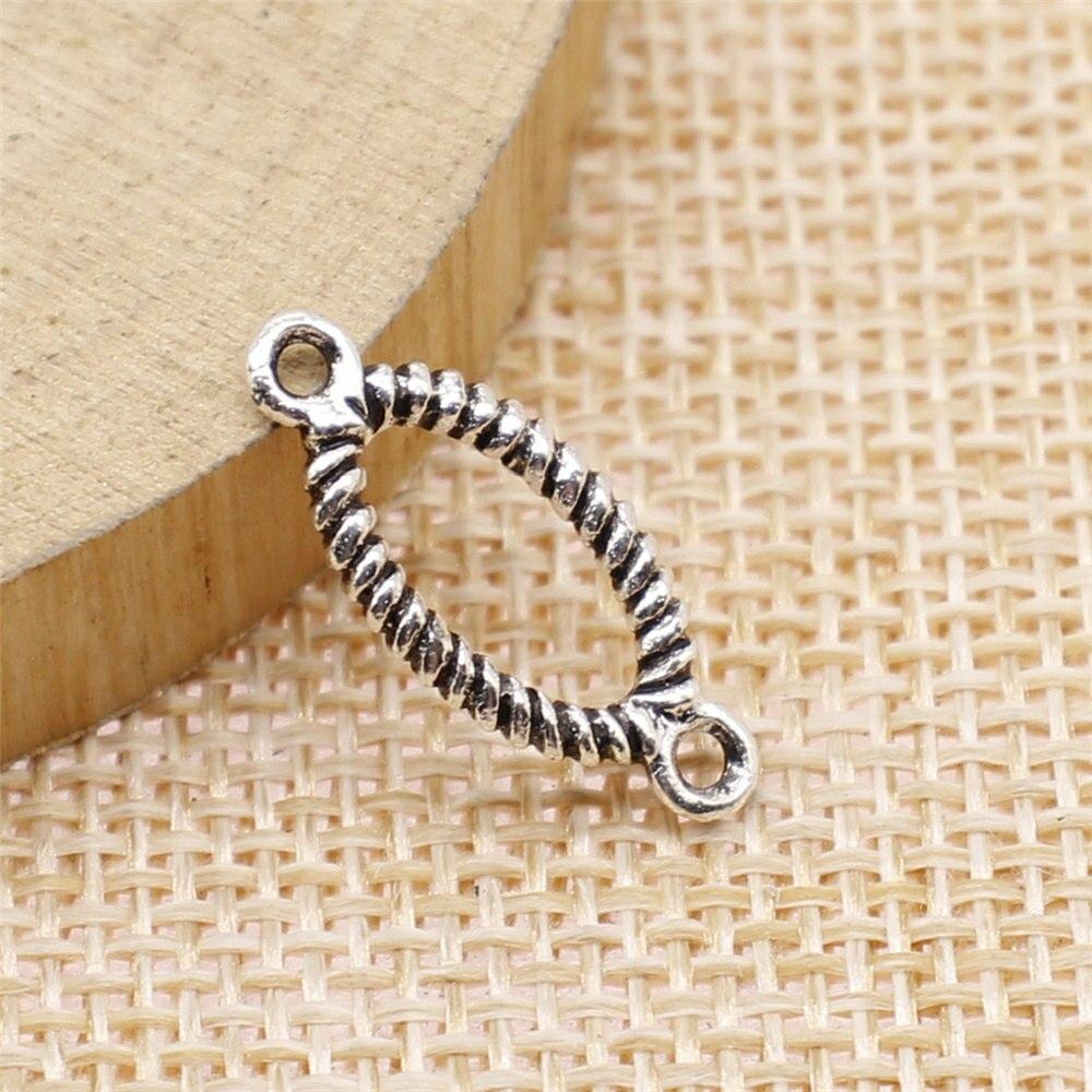 10Pieces Oval Connector Charms Children Craft Antique Silver Color Brand: WYISYWG 20x9mm