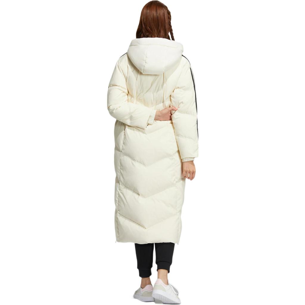 adidas Neo Reine Farbe Logo Print Zip-Up Kapuzen-Daunenjacke Damen Oberbekleidung Weiß HN9865