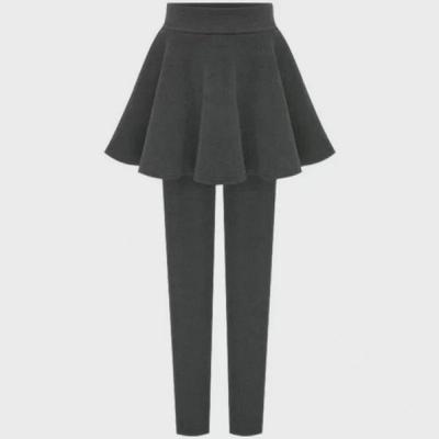 Plus Size Women's Two-Piece Leggings: Spring-Autumn Winter, Faux Velvet Umbrella Skirt Hip Pants