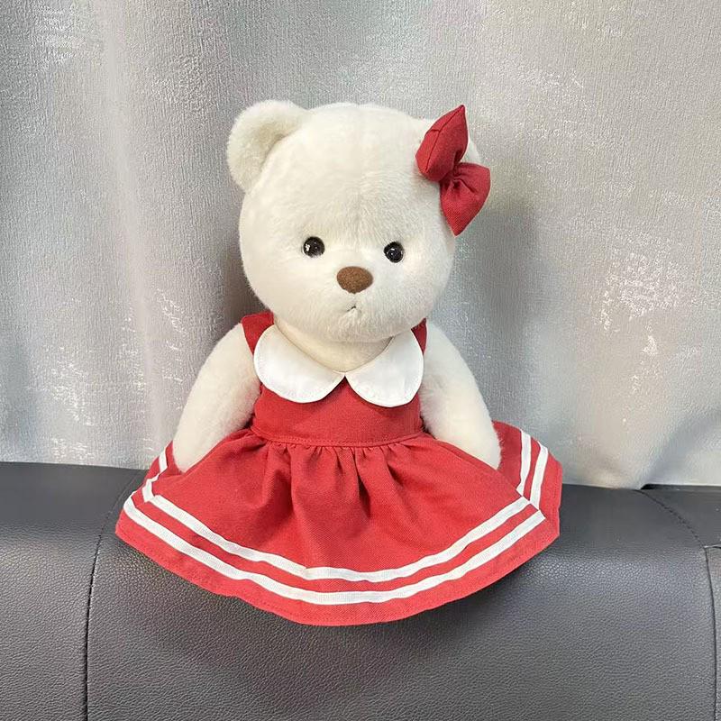 Medium Bear Outfit - Blue Pink Striped Carrot Overalls Set