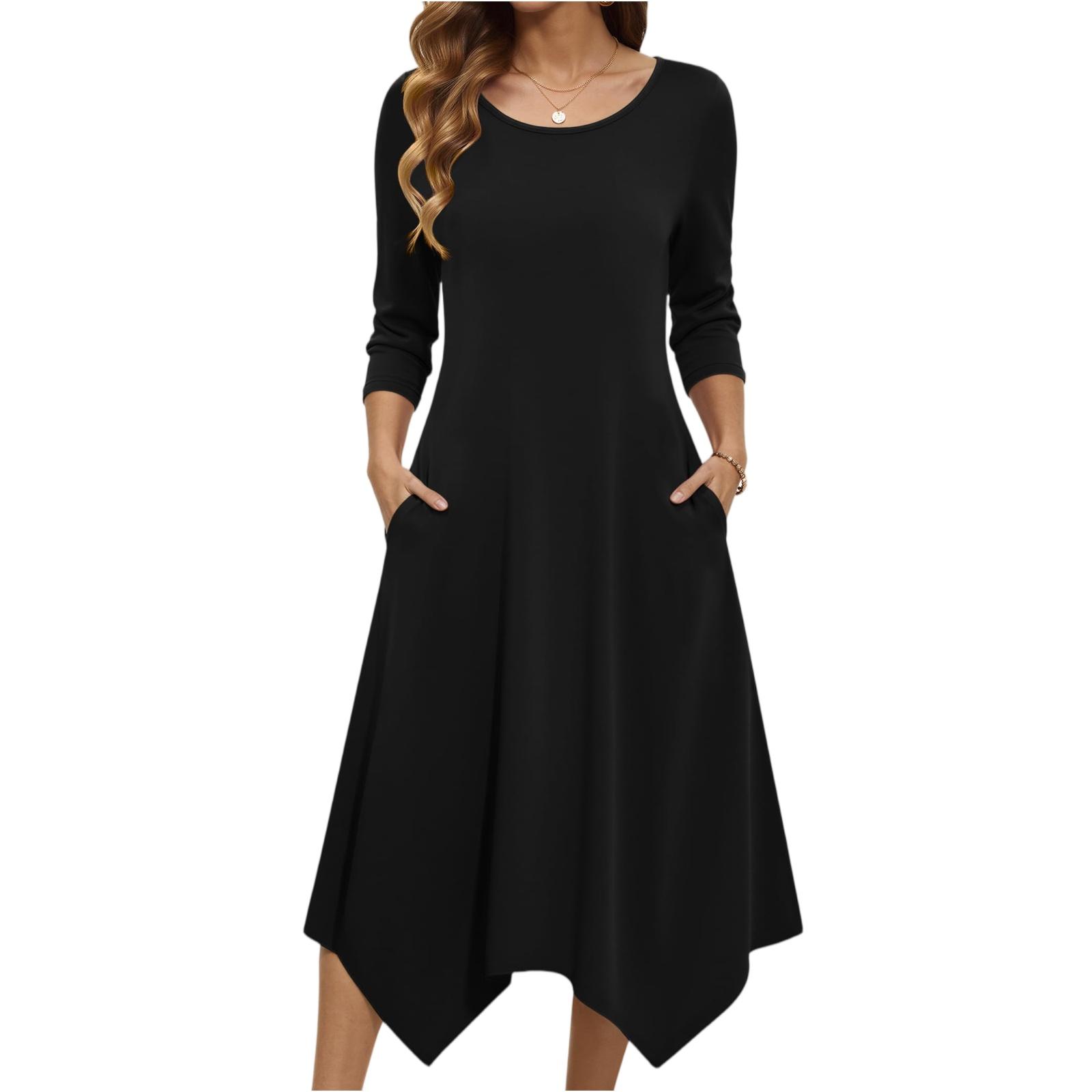 Women s Fashionable Casual Loose-fitting Dress With Pockets L