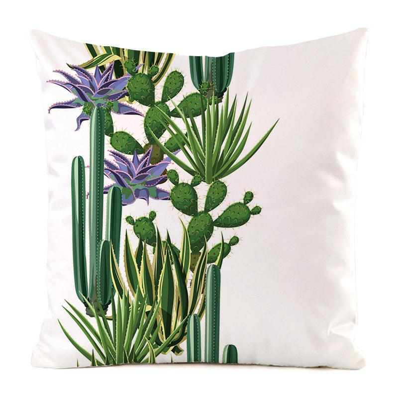 Cartoon Minimalist Cactus Style Digital Printing Short Plush Pillow Covers For Car Sofa Office Cushion Cover Home Goods