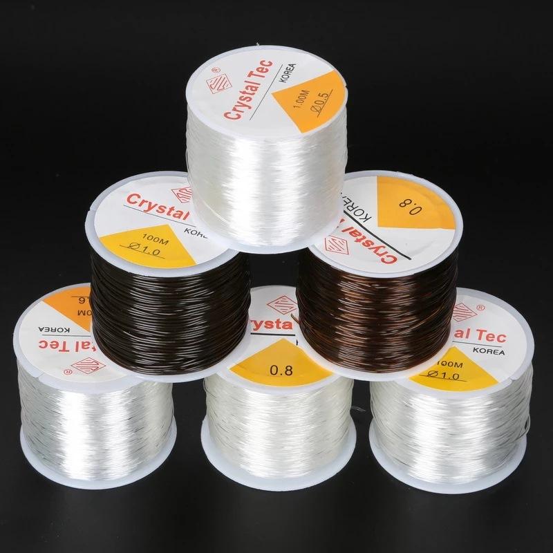 Round Transparent Fish Silk Elastic Line, Colored Crystal Line Diy Beaded Elastic Rope Jewelry Accessories 100 Meters
