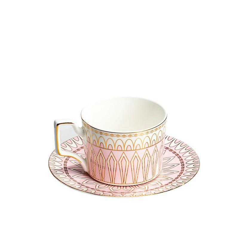 European Style Gold Edged Bone China Coffee Cup with Dish Office Light Luxury Ceramic Mug Afternoon Tea Cups Household Drinkware