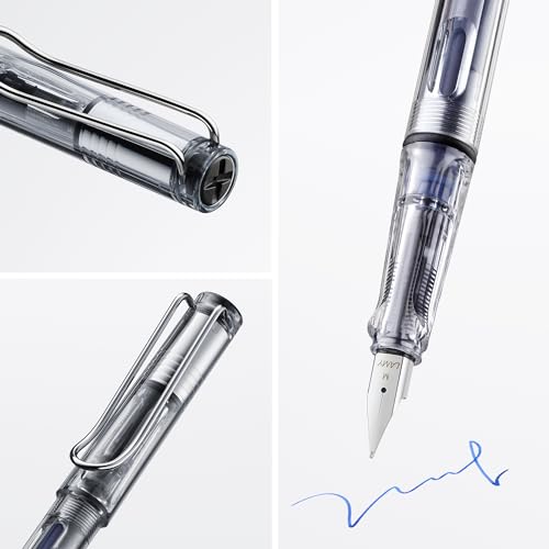 LAMY Safari Vista fountain pen - Ergonomically designed grip polished steel nib size F Ideal writing calligraphy Comes T 10 blue ink cartridge users