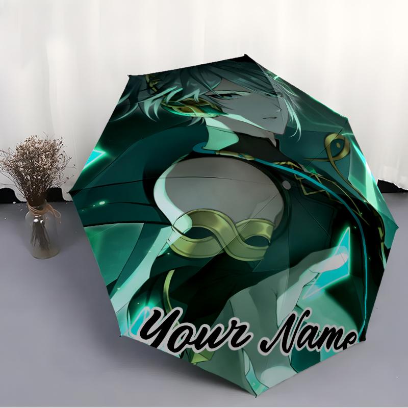 Personalized Name Genshin Impact Print Umbrella - Automatic Open/Close, Eight-Rib Durable Frame, Automatic Folding Umbrella