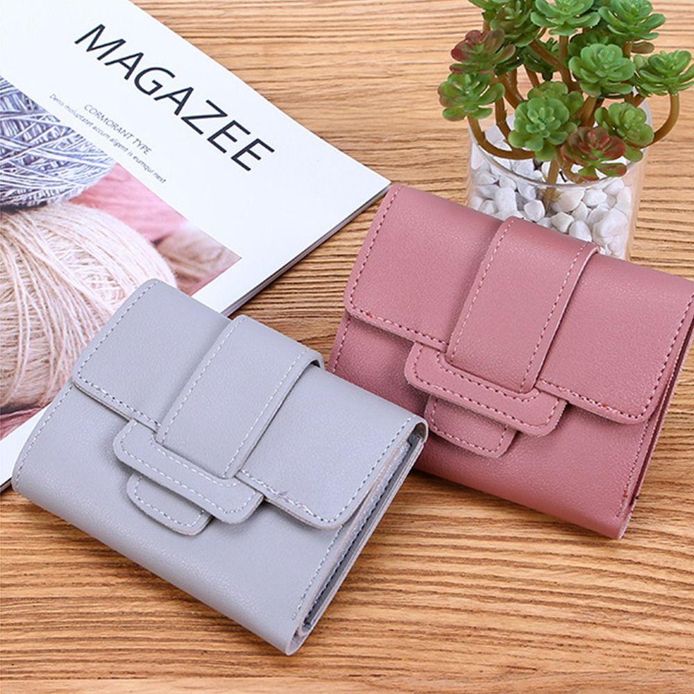 Thin Pouch Money Bag Card Holder Short Hasp Fold-over Purses PU Leather Wallets Coin Purses Women Wallets