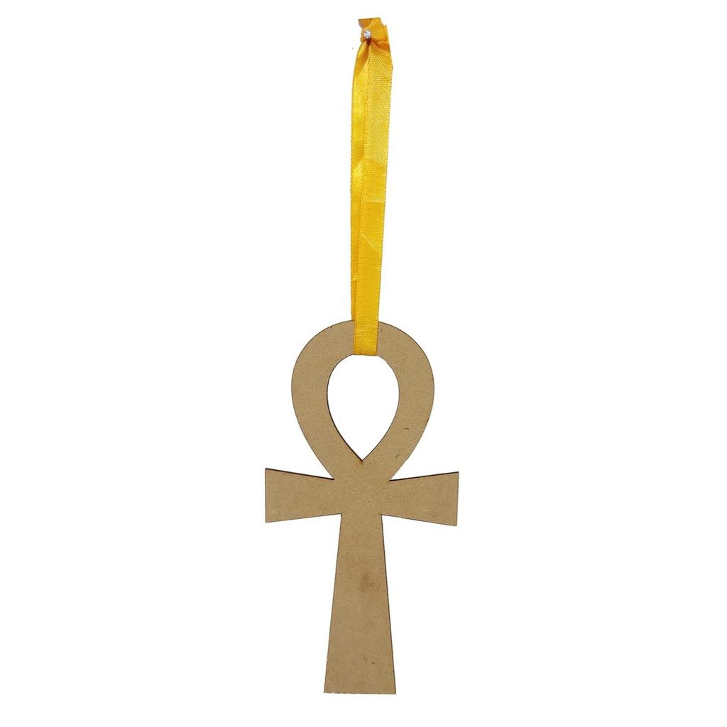 Wandbehang aus Holz, lasergeschnitten: Ankh-Kreuz, Unvollendet