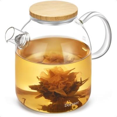1500ml Glas tekanna med bambulock 50oz Spisssäker Borosilikatglas Tevattenkokare med sil för blommande te Fruktte Lo