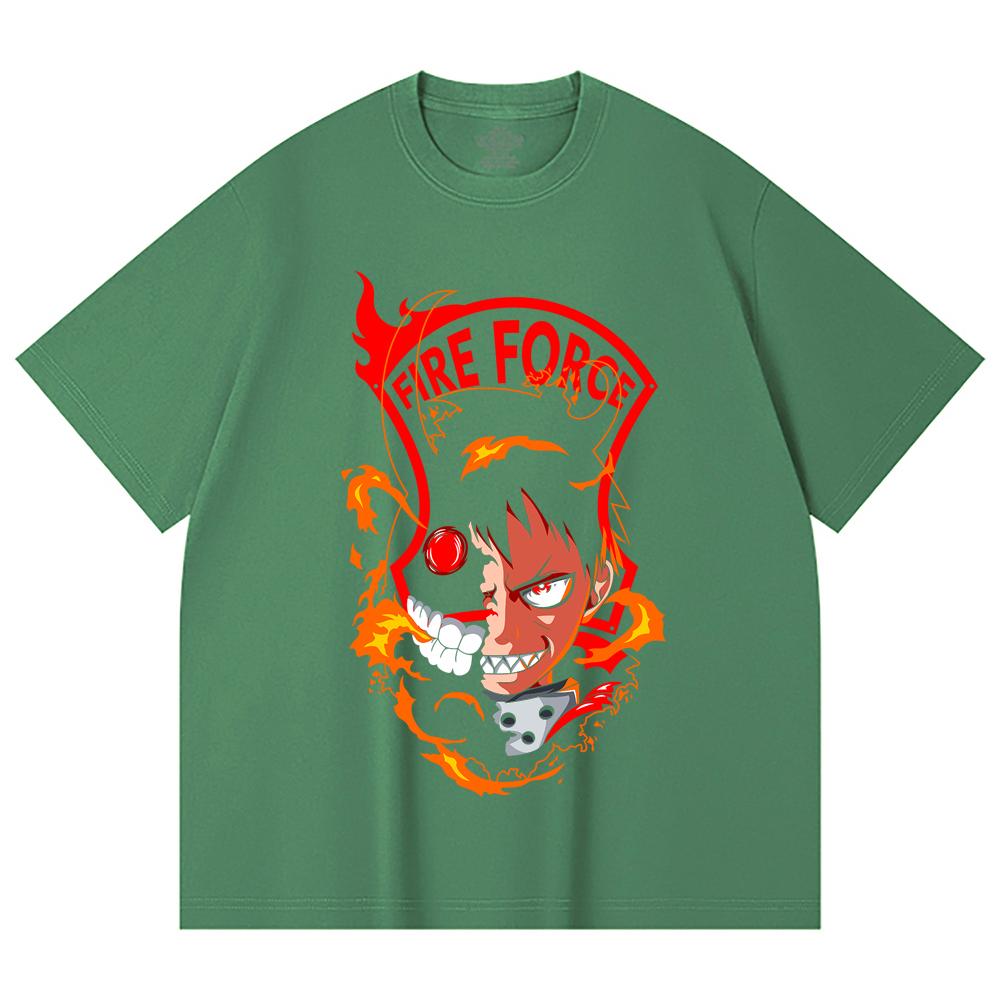 230 Gsm 100% Cotton Fire Force V1 Shinra Print Unisex Heavy Cotton T Shirt