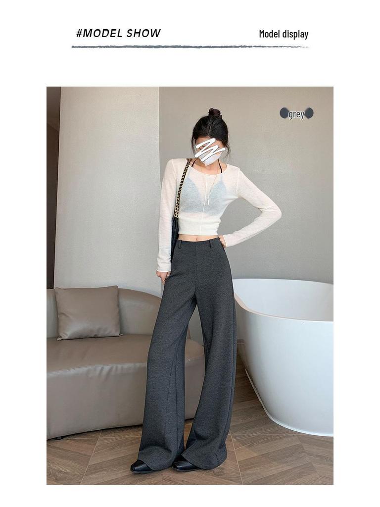 2026 Spring High Waist Slimming Modal Pants - Versatile Casual Black for Women