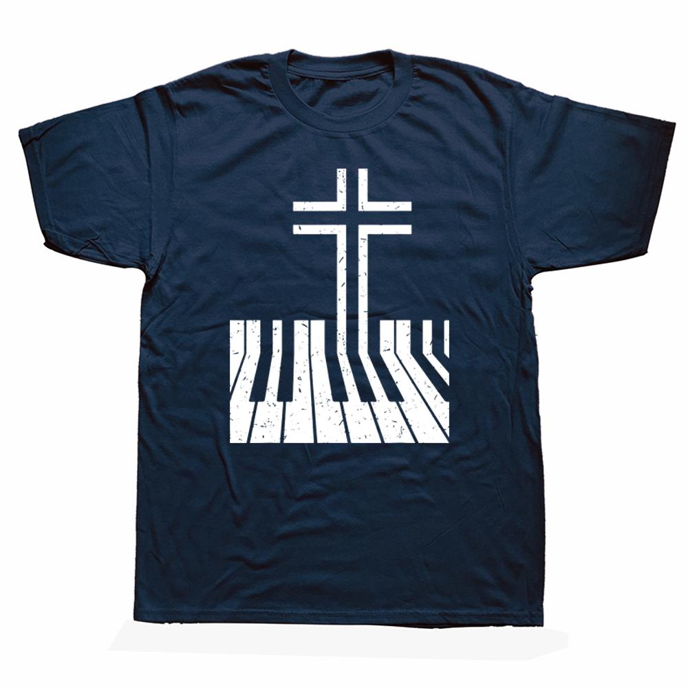 Christlicher Klavierspieler Geschenk Design Klavierlehrer Tastatur T-Shirts Grafik Kurzarm Musiker Musiklehrer T-ShirtF