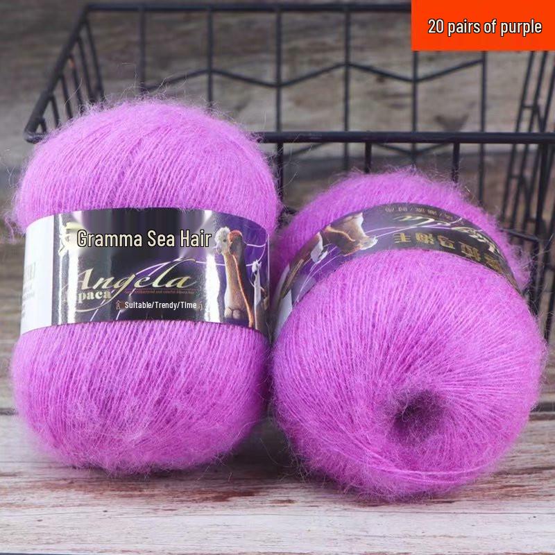Hand-Knitted Medium Fine Angora Mohair Yarn - 42g Ball