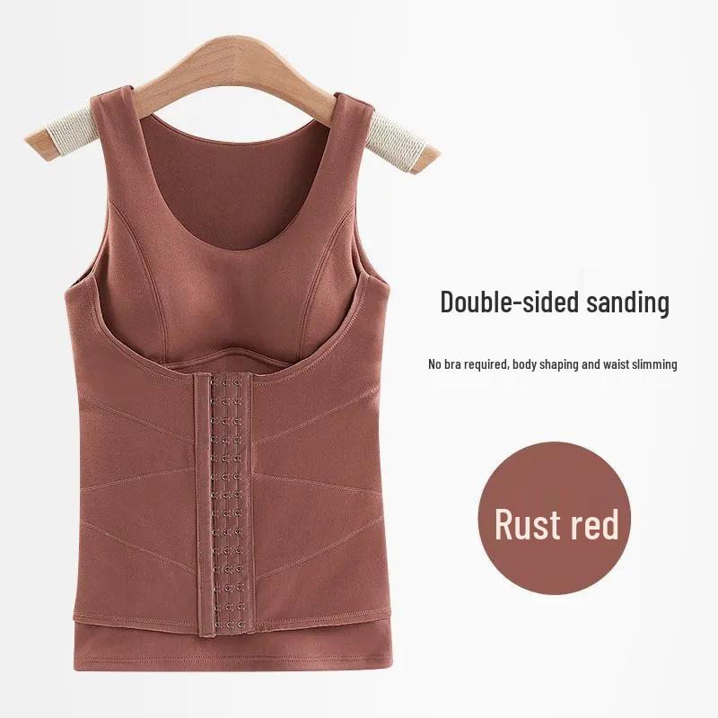 Women's Thermal Fleece Vest: Waist-Slimming Shapewear, No Bra Needed, Constant Temperature, Fleece-Lined, Thickened Underwear