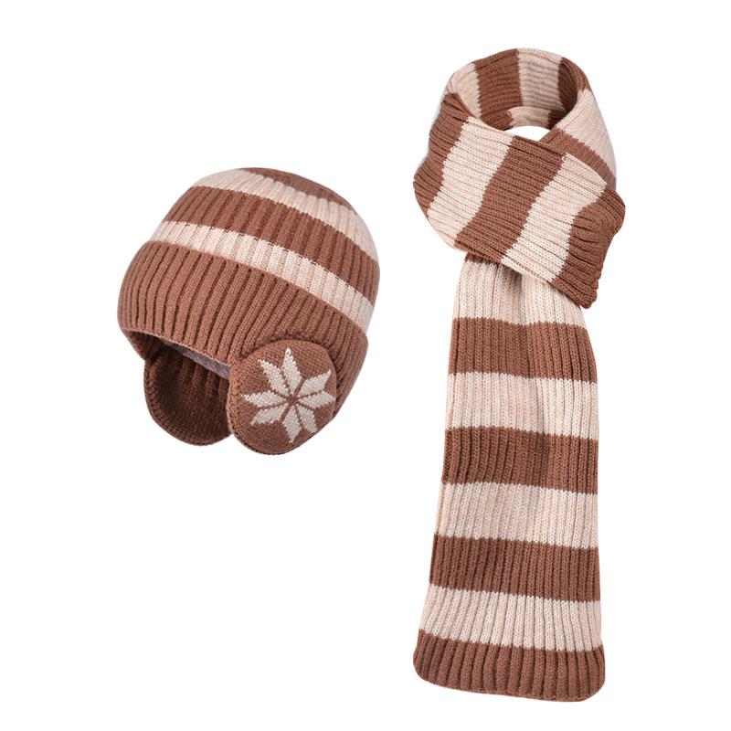 New winter hat, scarf set, men's and women's outdoor windproof ear protectors, pullover hat, fleece warm knitted wool hat