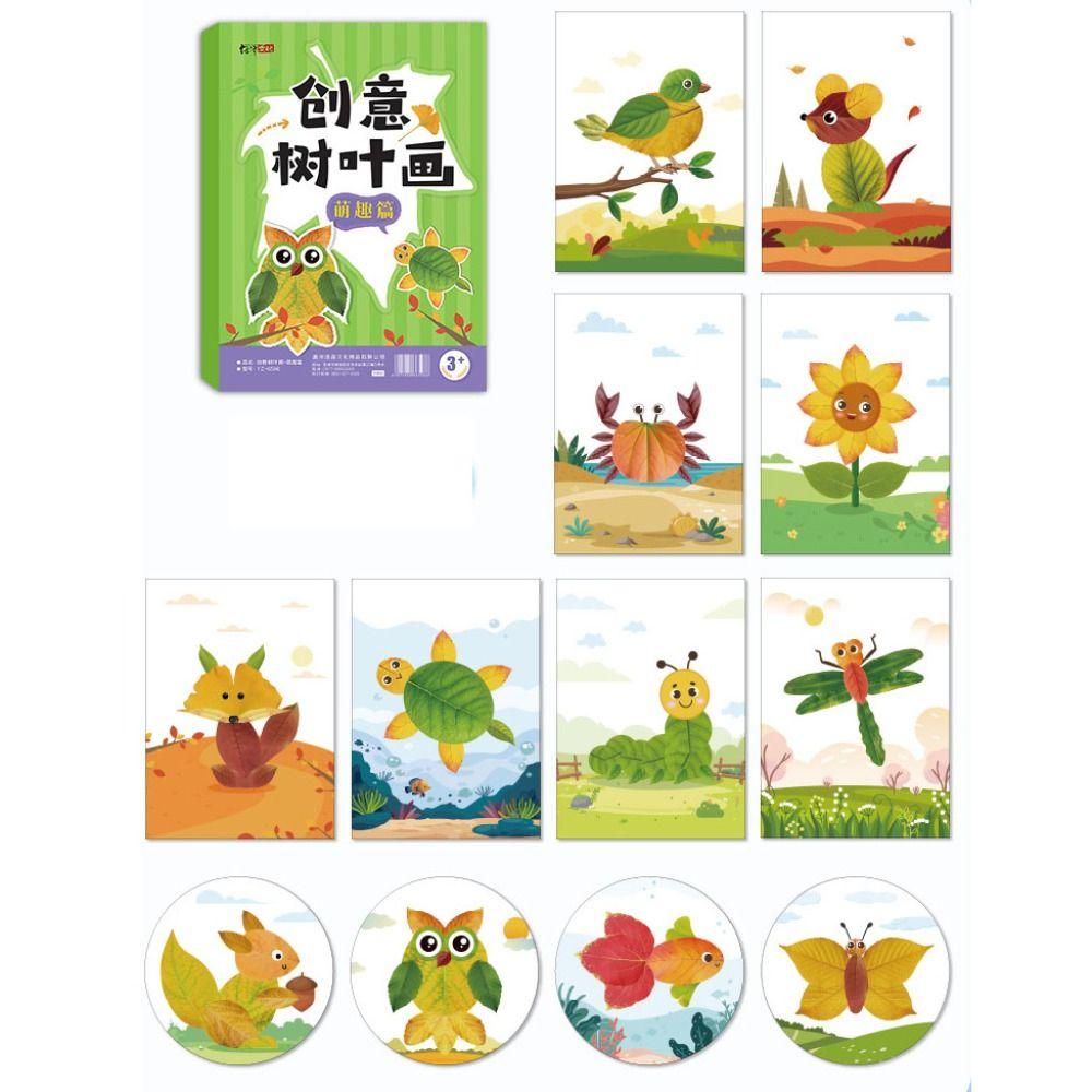 Educational Toys Leaf Painting Sticker Books Paper Cartoon Sticker Book  Toddlers