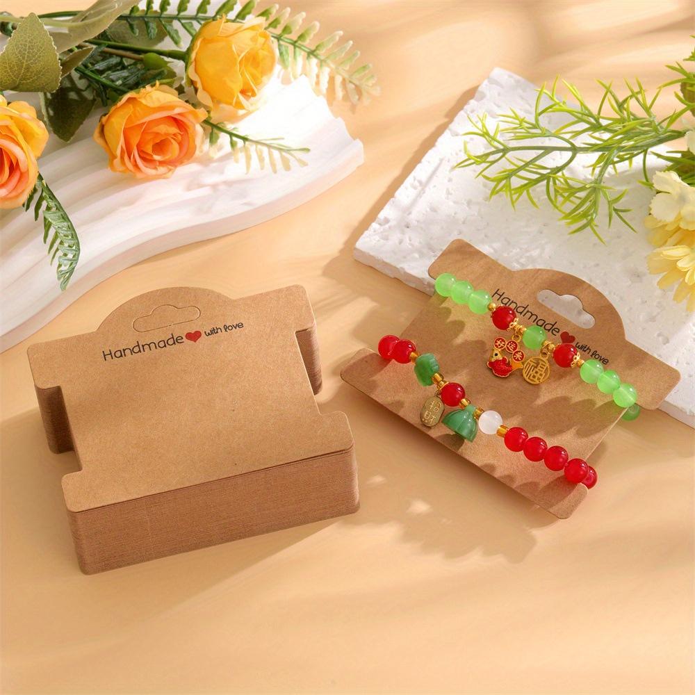 100 Stück Schmuck-Präsentationskarten, Braune Kraftpapier-Präsentationskarten, 3,5x3,8 Zoll Mehrzweck-Schmuck-Präsentationskarten für Haargummis, Halsketten