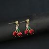 New Sweet Cherry Earrings for Women Red Cherry Fruit Stud Earring Cute Girl Simple Exquisite Edition Luxury Designer Jewelry