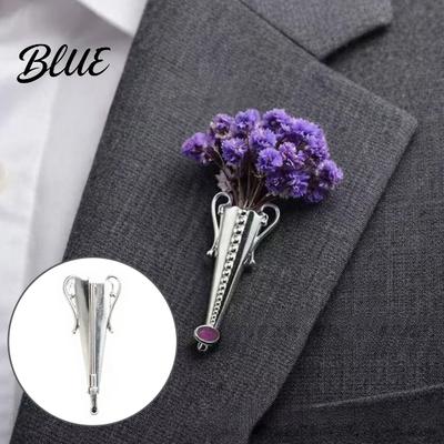 Stylish Floral Brooch Vase Flower Holder Pin Insert Alloy Lapel