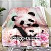 1PC Custom Name Panda Love Flowers Artwork flannel blanket versatile,all-season throw suitable for the living room,bedroom,camping,travel,and gift