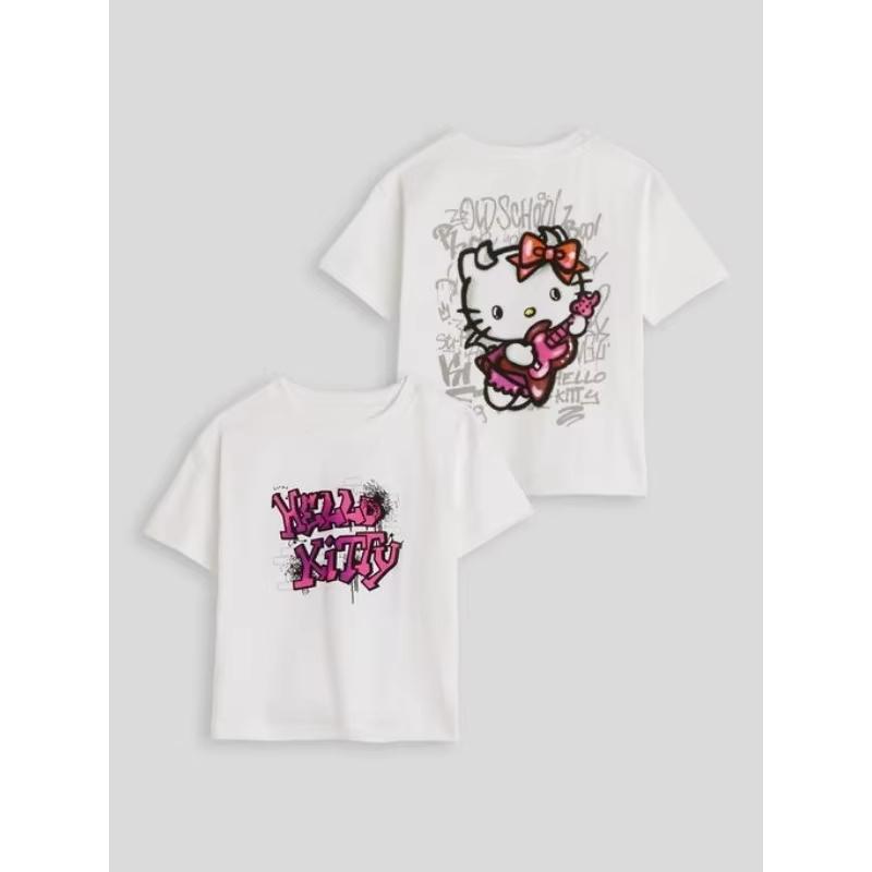 2026 Summer Kuromi Retro HighQuality Cotton Printed TShirt Heart Eyes Kuromi Design Casual Unisex  Kids Streetwear S