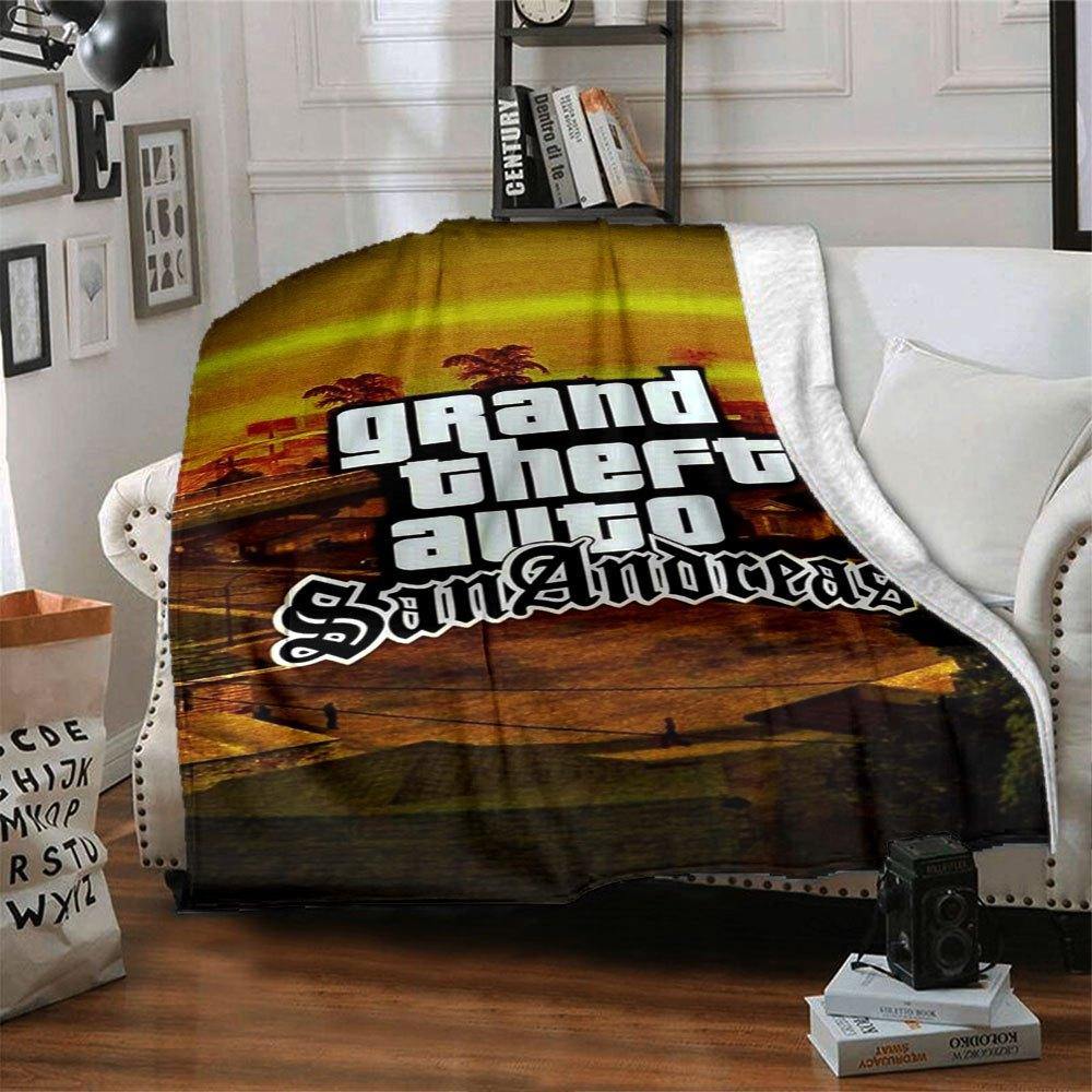 

1pc Grand Theft Auto Soft Flannel Blanket with Designer Print - A cozy blanket for all seasons, perfect for the couch, bed, officeB71 80cmx120cm(31inx47in)