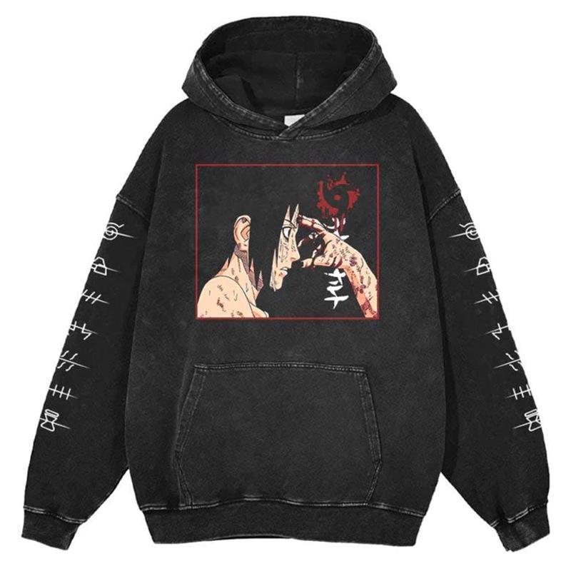 Oversized Vintage Wash Hoodie - Japanese Minimalist Cartoon Anime Style