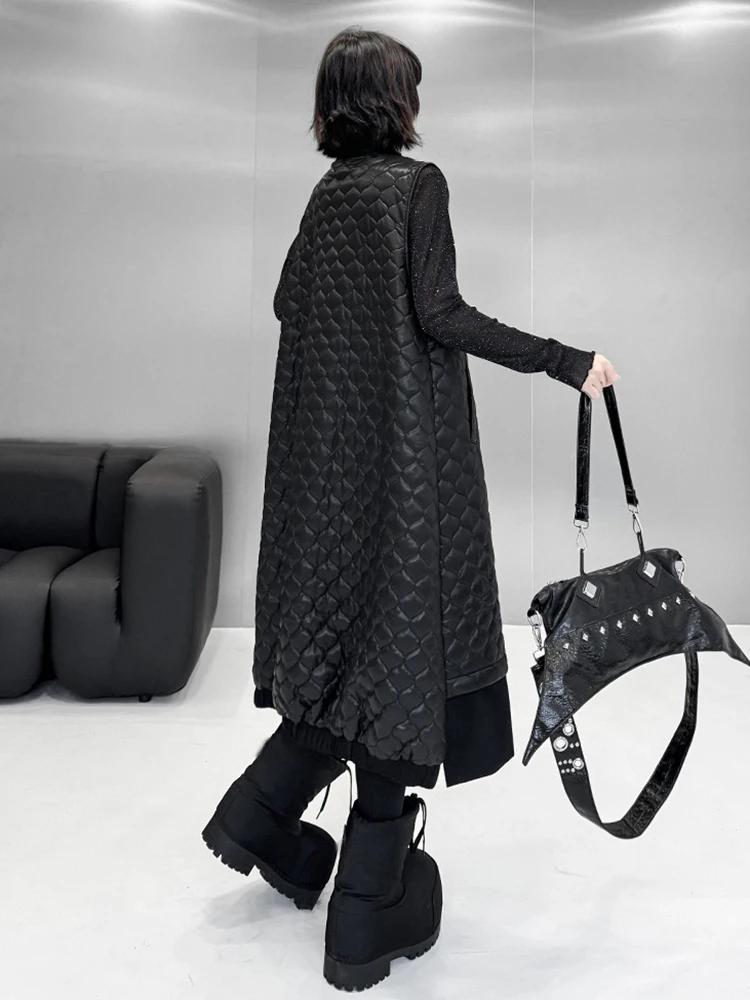 XITAO Pu Patchwork Pocket Sleeveless Vest GMM1228