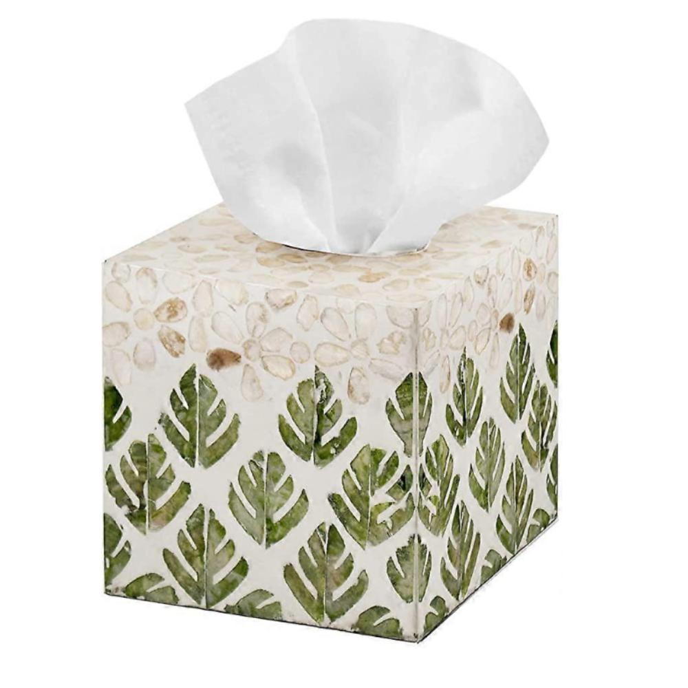 Kryt na krabičku na kapesníky s intarzií z perleti - Luxusní mramorové koupelnové doplňky - Dřevěný úložný prostor na toaletní papír - od MadeTerra