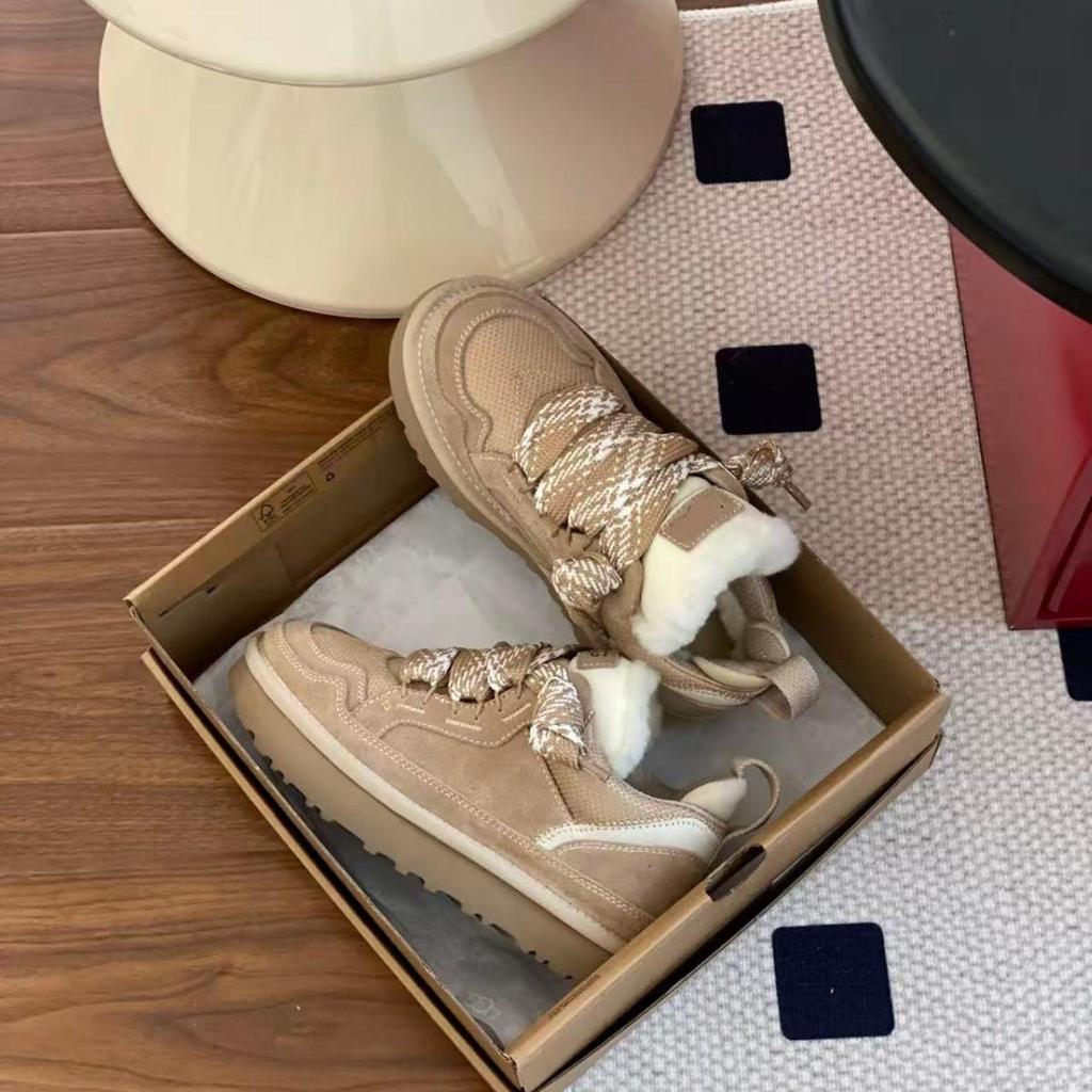 Henan Sangpo Casual High-Low Top Sheepskin Wool Shoes - Comfortable Thick Sole for Men & Women