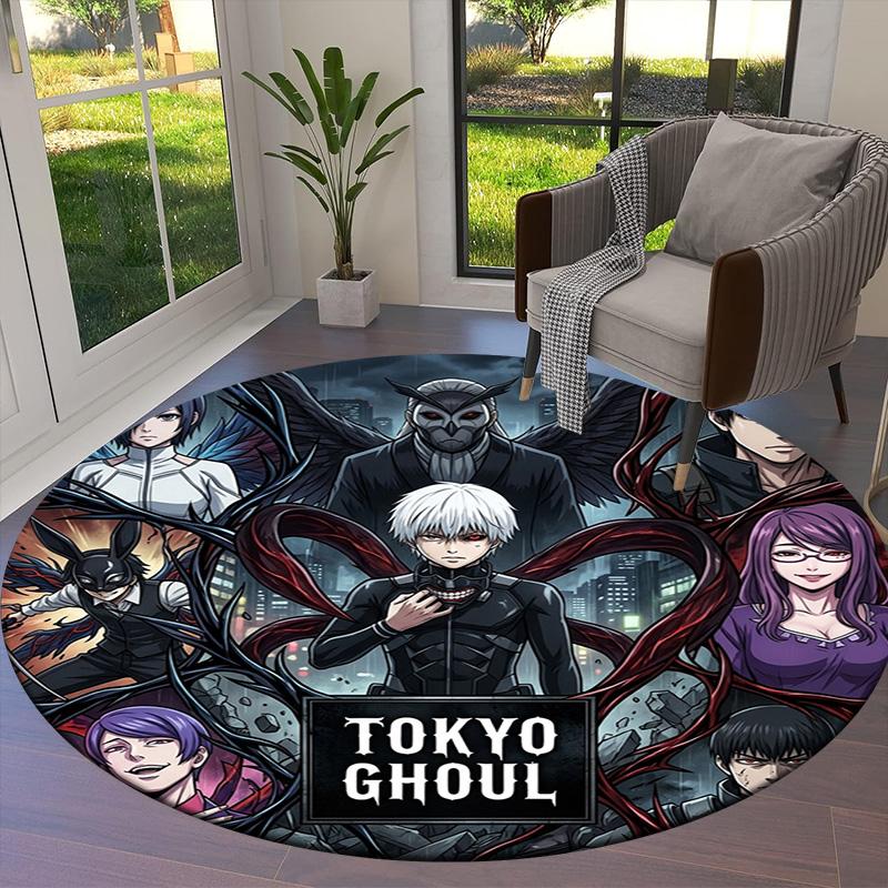 Tokyo Ghoul Round Area Rug Carpet Rug For Living Room Bedroom Sofa Playroom Decor Nonslip Floor Mat