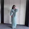 European & American Women's 2025 Summer Satin High-Waist Pleated Tie-Waist Hip-Wrap Dress