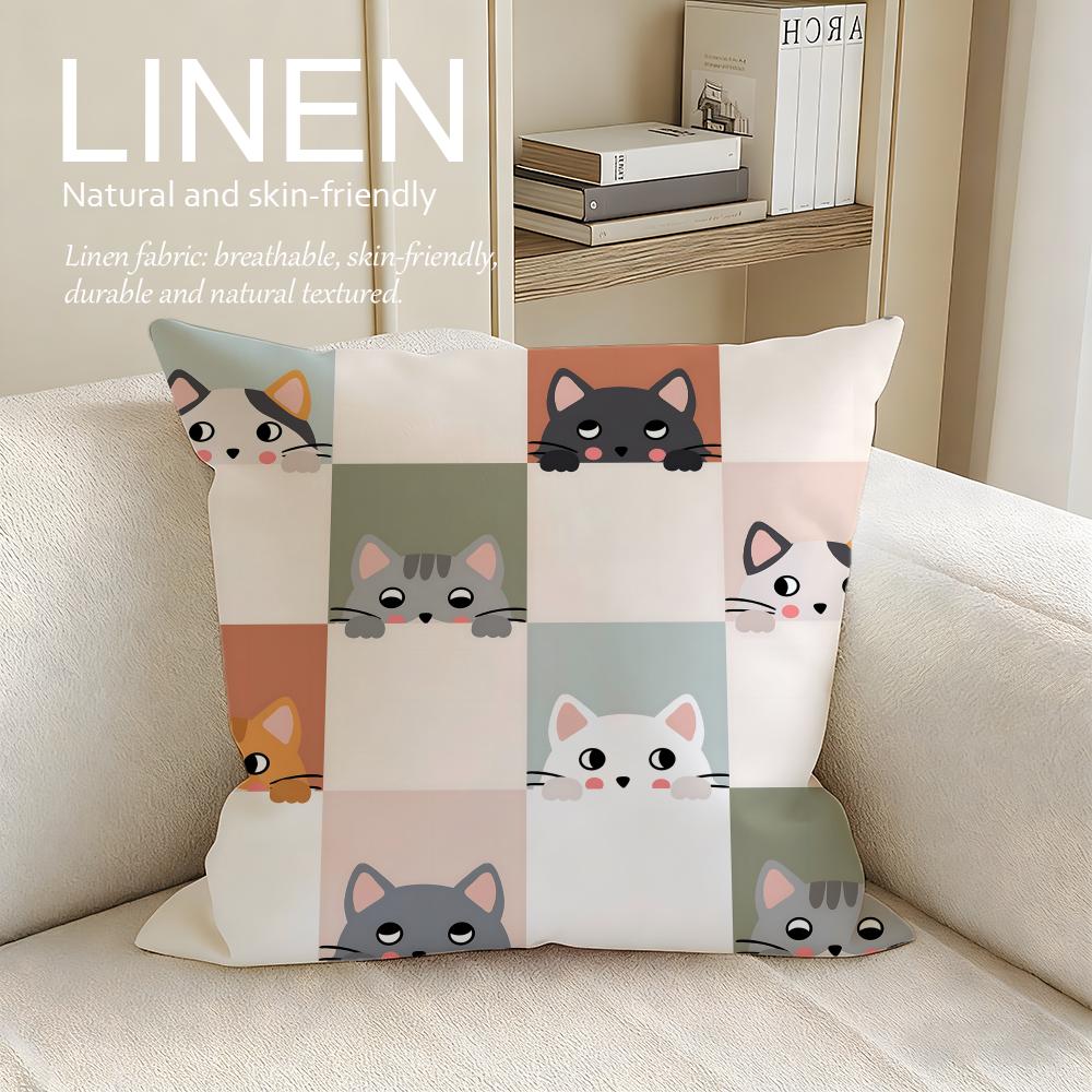 Art Paw Print Cushion Cover Linen Decorative Pillowcase Set Pcs x x x Breathable Washable Sofa Cushion Cover