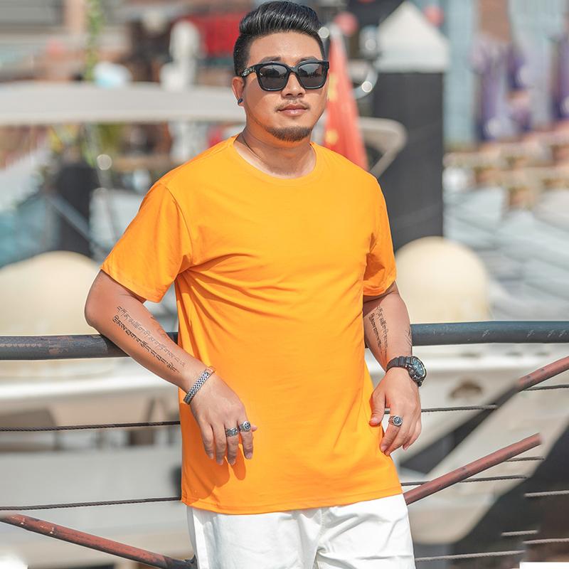 Tricou largi pentru bărbați de mărime mare M-7XL 8XL Tricou cu mâneci scurte pentru bărbați, culoare uni, cu gât rotund