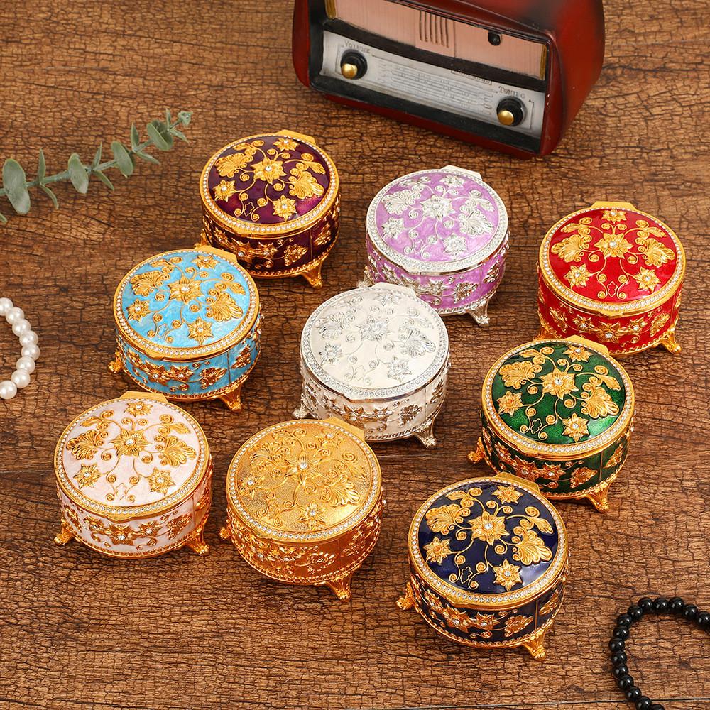 Vintage Creative Jewelry Box With Flower Design For Wedding Gift And Travel Storage