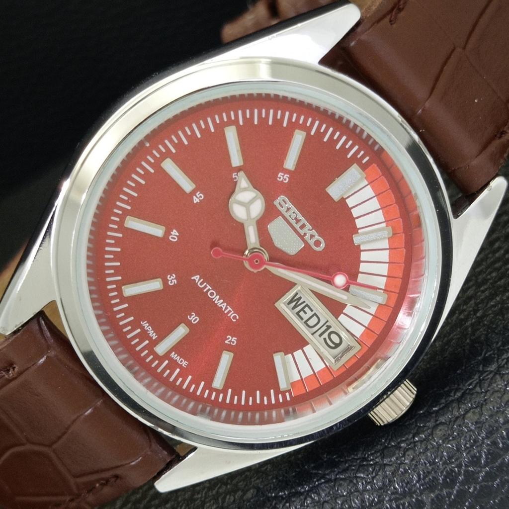 

VINTAGE REFURBISHED SEIKO 5 AUTOMATIC 6309A JAPAN MENS RED DIAL WATCH a440861-4 Sk-a440861