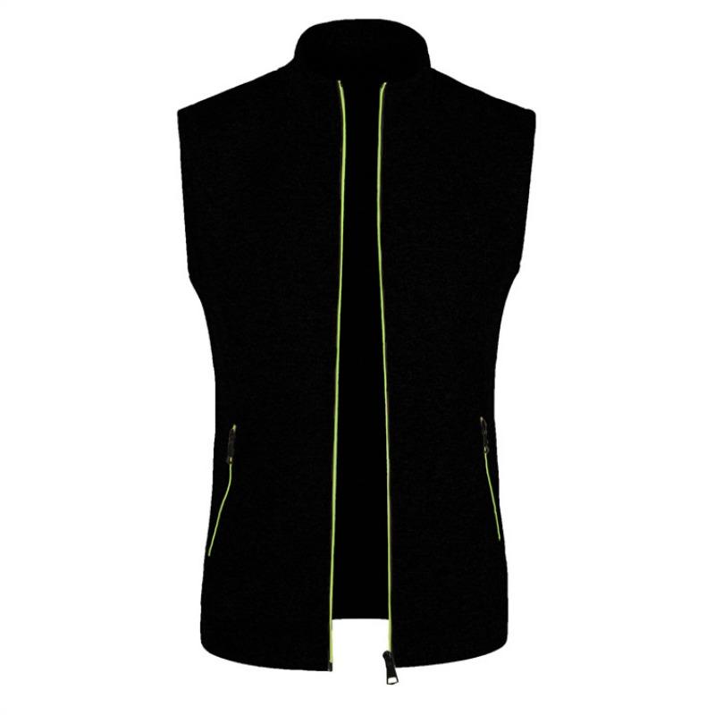Mens Slim Fit Knit Fleece Zip Up Vest With Pockets
