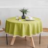 Round Faux Linen Tablecloth With Lace Trim Waterproof Oil And Stain Resistant For Banquets And Parties