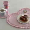 New Heart-shaped Placemats Dining Table Pleated Lace Plaid Western Food Mats Decorative Loving Fabric Coaster Home Decor
