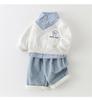 2026 New Boys' and Girls' Plaid Patchwork Two-Piece Hoodie Set for Spring and Autumn