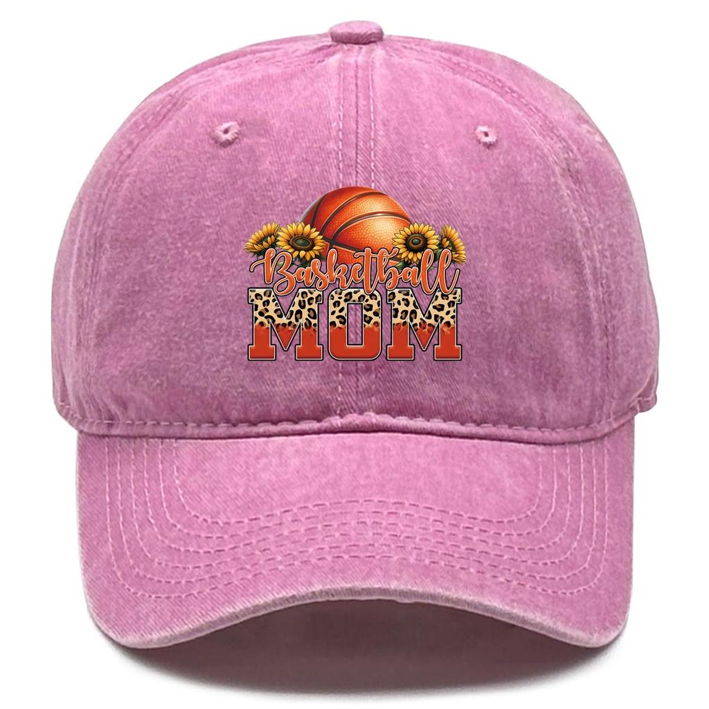 Basketball MOM" Sunflower Print Adjustable Baseball Cap, Sports Flat Cap Cotton Sun Protection Sun Visor Leisure Snapback Sun Hat