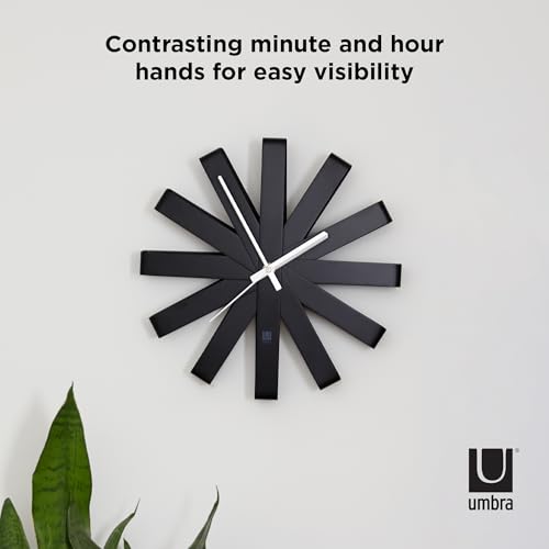 Umbra Ribbon Wall Clock, Black, 2118070-040
