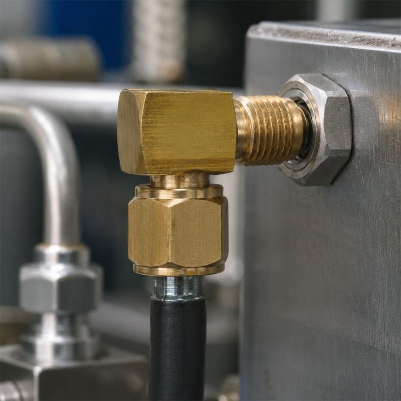 Brass 90 Degree Elbow Union for 3/8 Female x Male Pipe Ends, Angle Fitting with Turning Center Section for Pipe Change in Narrow Places