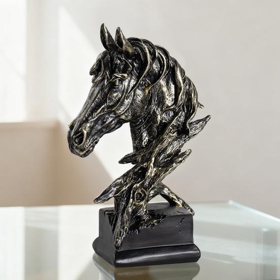 Horse Head Ornament Unique Appearance Decorative Sculpture Animal Figurine Table Equestrian Decoration