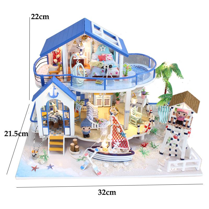 Wooden Mini Doll Houses Kit 3D Puzzle Assembly Building Model Toys Home Bedroom Decoration With LED Light Dollhouse For Kid Gift