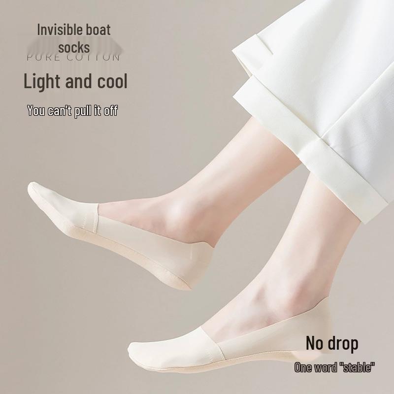 Women's No-Show Ice Silk Socks: Non-Slip, Sweat-Absorbing, Odor-Proof, Seamless for High Heels