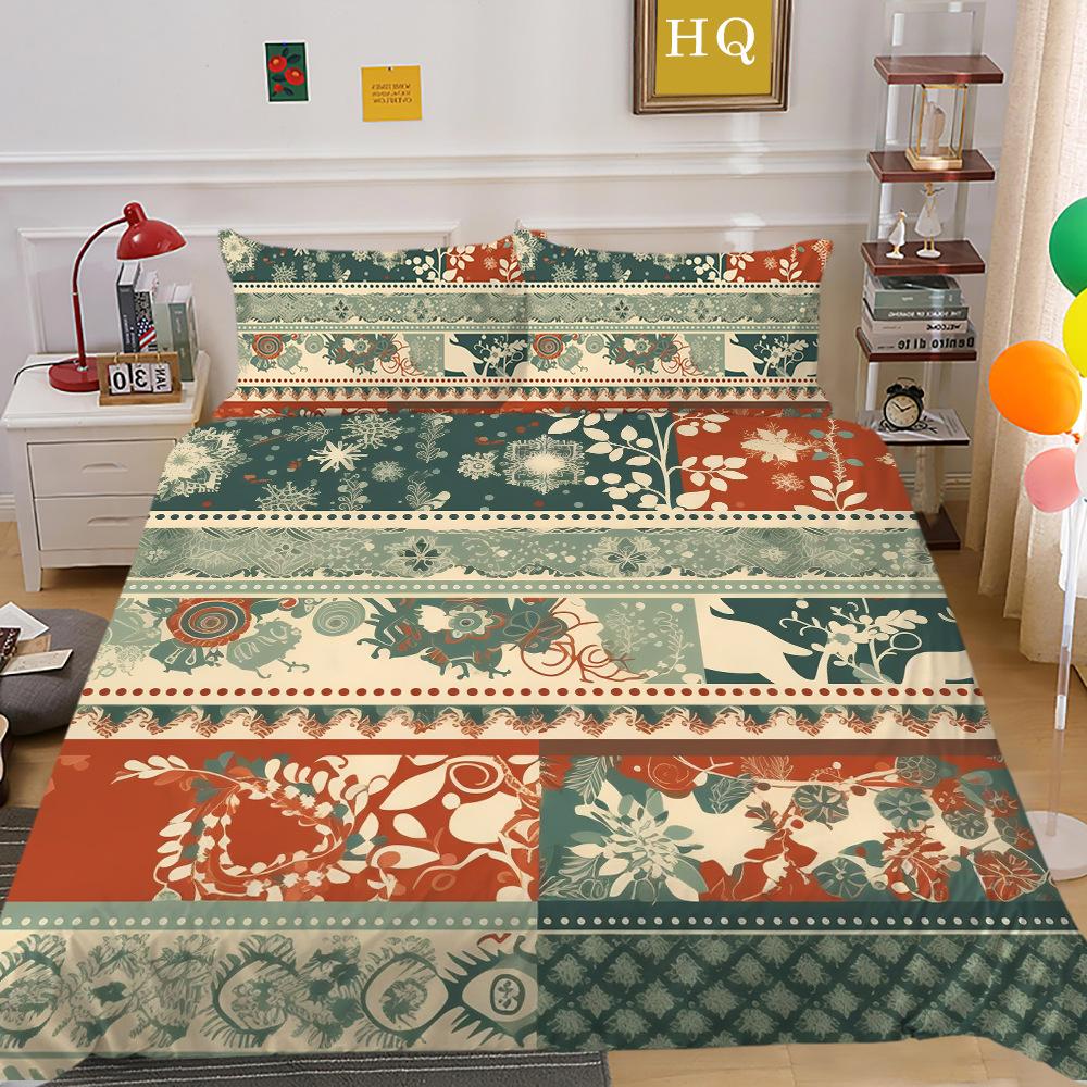 Christmas Printing 3D Printing Polyester Pillowcase Quilt Cover Two Or Three-Piece Set