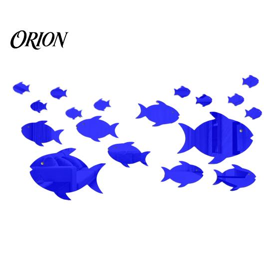 Marine Life Home Decor Fish Mirror Wall Stickers, Self Adhesive Ocean Decals, Removable Stickers 3D Art for Living Room Bedroom Bathroom Tile