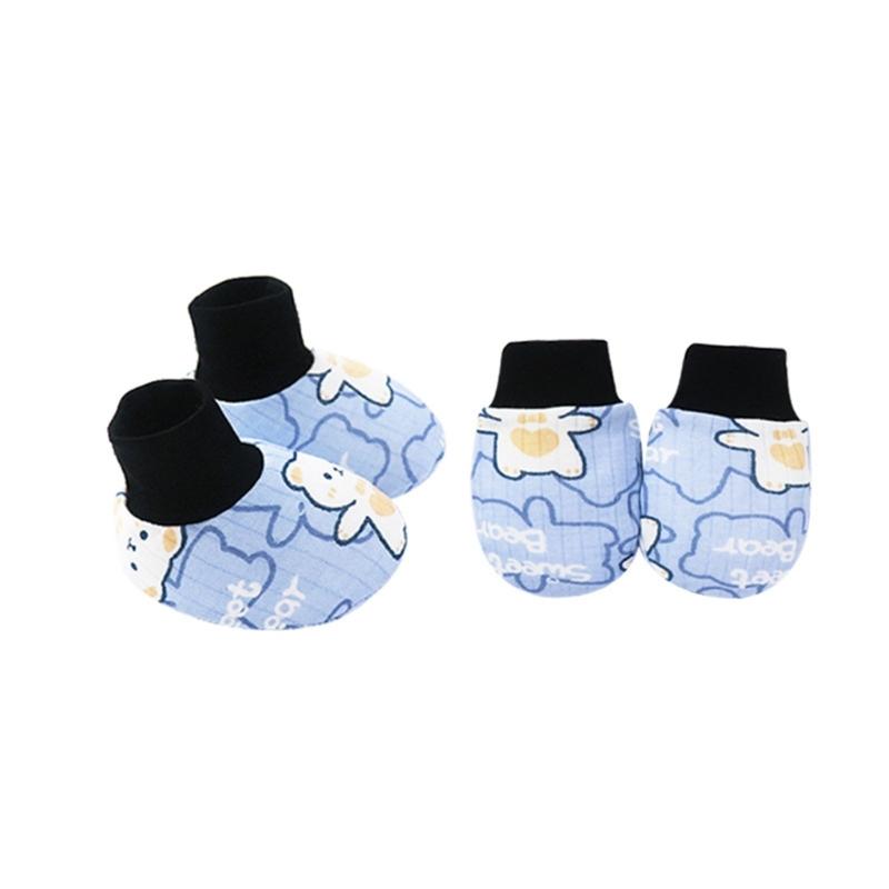No Scratch Mittens Socks Set Toddler Mitts Baby Mittens Cotton Gloves Footwear Baby Breathable Gloves for Boys Girls